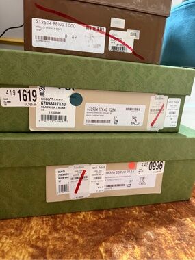 NWT Gucci empty shoe boxes in Green Baroque pattern & Black